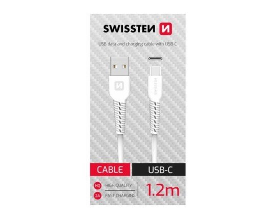 Kablovi, adapteri i punjači - SWISSTEN DATA KABL USB/USB-C 1.2M BIJELI - Avalon ltd