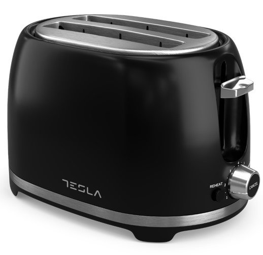 Mali kućanski aparati - Tesla TS200BX Toster, 850W, 2 kriške, auto pop-up, skriveni kabl, black-inox - Avalon ltd