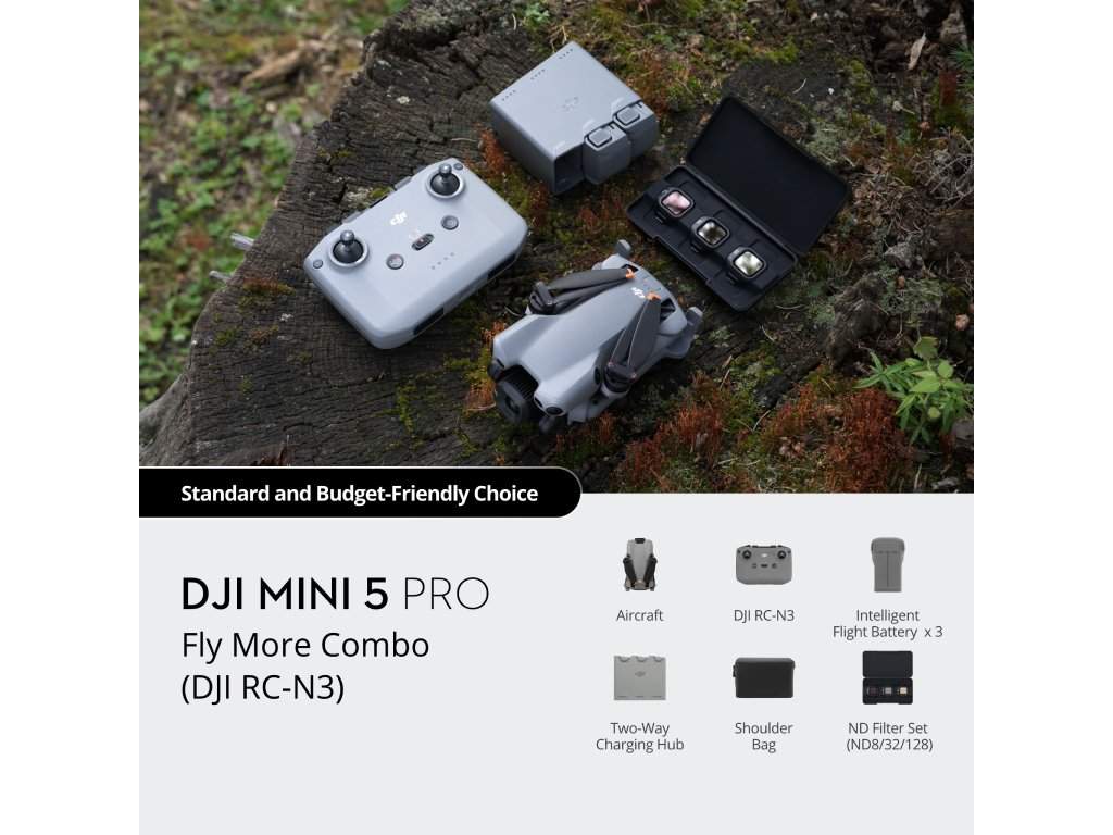 Dronovi i oprema - DJI Mini 5 Pro Fly More Combo (DJI RC-N3) 4K/60fps HDR, ActiveTrack 360, up to 36 min flight time,C0 - Avalon ltd