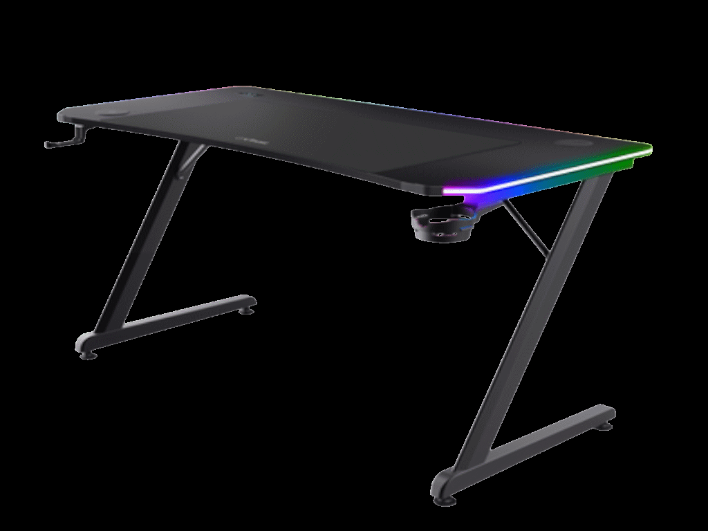 Gaming konzole i oprema - TRUST 710 Luminus Pro RGB Gaming Desk/Black/150kg/740x600x1200mm/Cupholder/Headphone hook/Mousepad - Avalon ltd