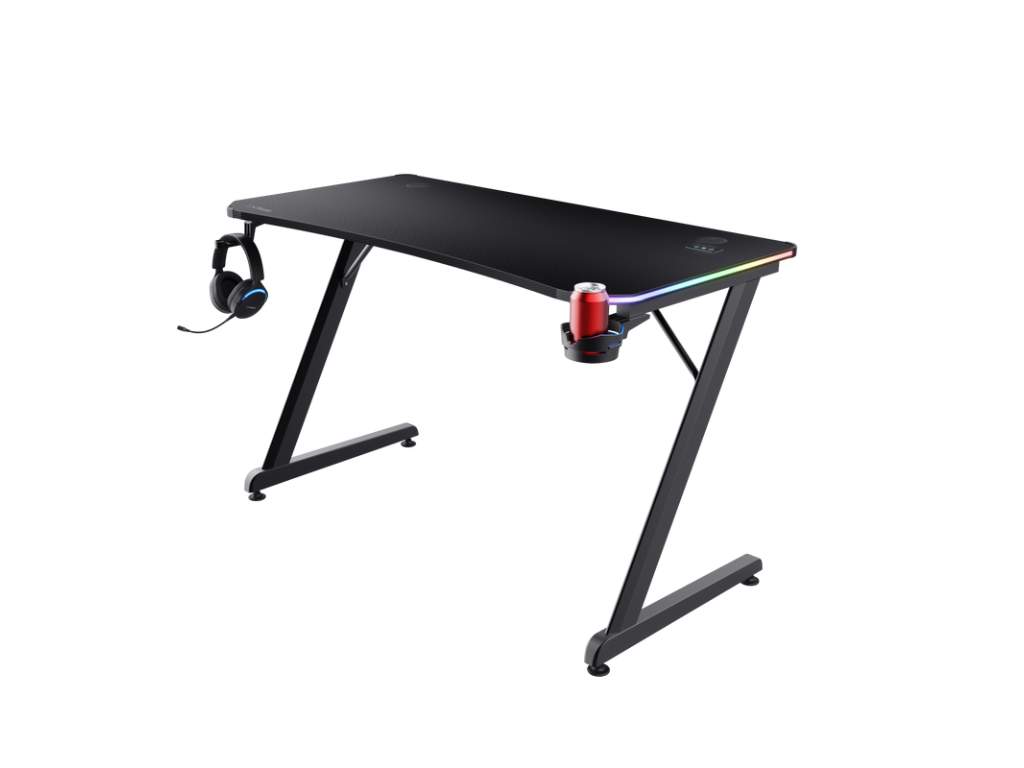 Gaming konzole i oprema - TRUST GXT709 Luminus RGB Gaming Desk Black - Cup holder, W: 1200 mm, H: 740 mm, D: 600 mm - Avalon ltd