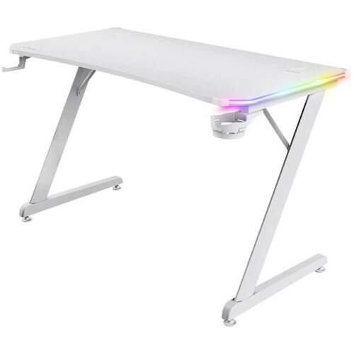 Gaming konzole i oprema - TRUST GXT709W Luminus RGB Gaming Desk White - Cup holder, W: 1200 mm, H: 740 mm, D: 600 mm - Avalon ltd
