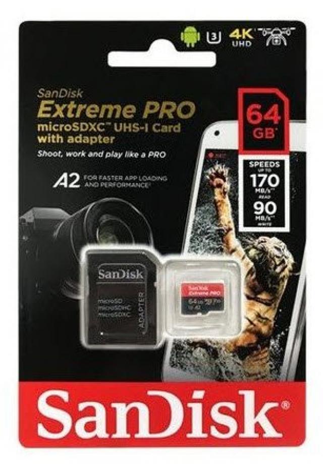 USB memorije i Memorijske kartice - SanDisk Extreme Pro microSDXC 64GB + SD Adapter + Rescue Pro Deluxe 170MB/s A2 C10 V30 UHS-I U3 - Avalon ltd
