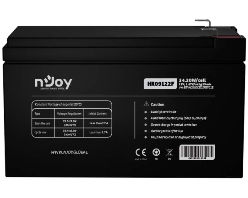 Baterije, UPS i oprema - NJOY HR09122F baterija za UPS 12V 38.31W/cell (BTVACIUOCTD2FBT01B) - Avalon ltd