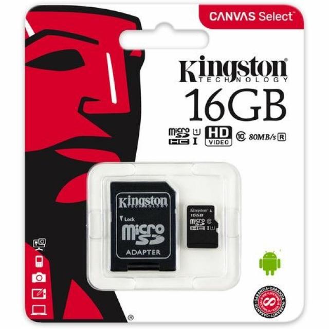 USB memorije i Memorijske kartice - KINGSTON 16GB MICROSDHC CLASS10 UP TO 80MBS - Avalon ltd