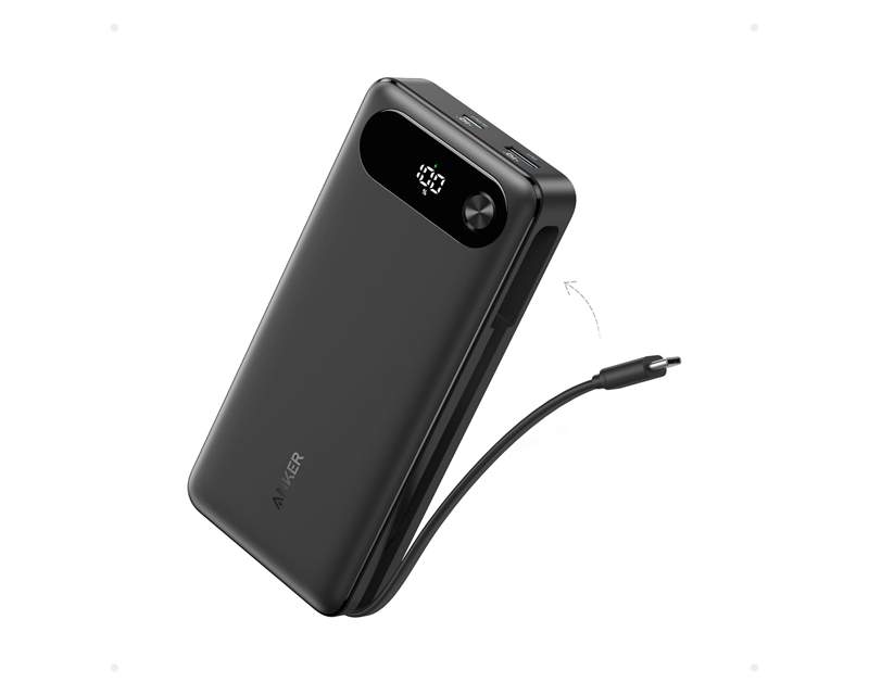 Mobilni telefoni i oprema - ANKER 20000mAh, 87W, sa ugrađenim USB-C kablom na izvlačenje, Power Bank crni - Avalon ltd