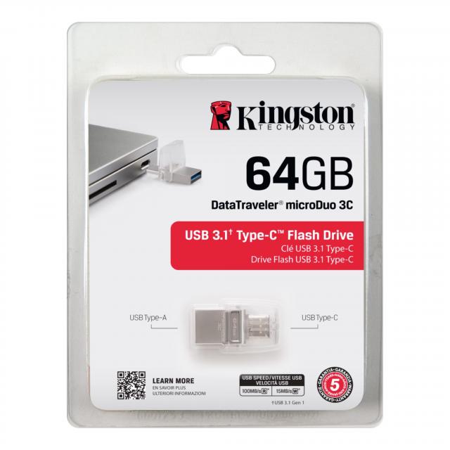 USB memorije i Memorijske kartice - Kingston 64GB DataTraveler microDuo, 2-in-1 micro USB Type-C Flash USB 3.1 - Avalon ltd